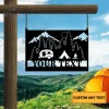 Custom Camping Metal Gate Sign, Campervan Welcome Metal Hanging Art, Gate Decor, Garden Hanging Sign