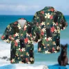 Floral Black Kittens Hawaii Shirt, Beach Apparel, Aloha Shirt For Mens, Womens