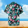 Floral Black And White Tuxedo Cats Hawaiian T-shirt, Cat Lovers Shirt, Aloha Shirt For Mens, Womens