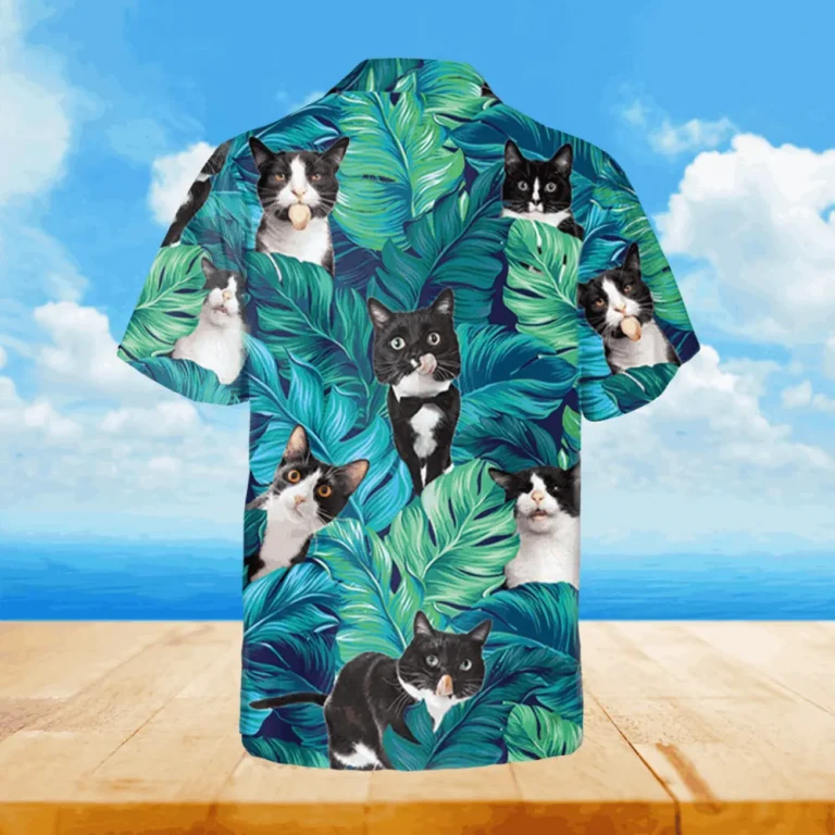 Tuxedo Cat Sticking Tongue Out Hawaiian Shirt, Summer Clothing, Aloha Shirt For Mens, Womens