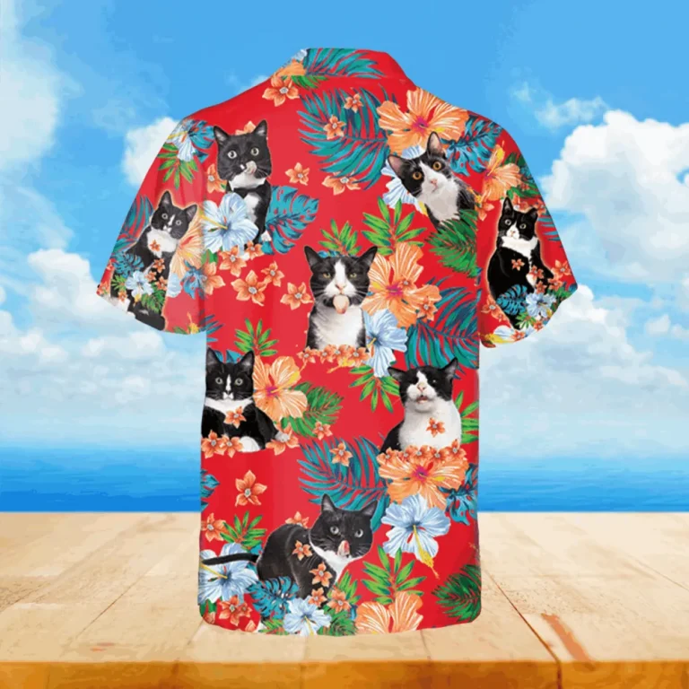 Tuxedo Kittens Red Hawaii Shirt, Kahala T-shirts, Aloha Shirt For Mens, Womens