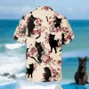 Floral Black Cats Hawaii Shirt, Beach Shirt For Cat Mom, Aloha Shirt For Mens, Womens