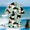 Cartoon Black Cat Hawaiian Shirt, Summer Outfit For Women, Aloha Shirt For Mens, Womens