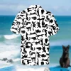 Black Cats Doodle Hawaii T-shirt, Aloha Shirt, Aloha Shirt For Mens, Womens