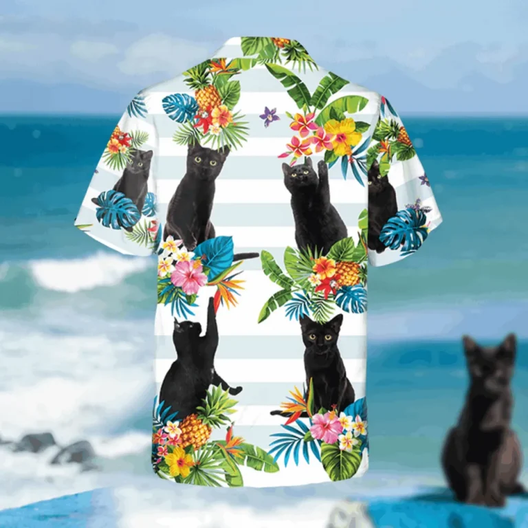 Funny Black Kitty Hawaiian Shirt, Travel Clothing For Mom, Aloha Shirt For Mens, Womens