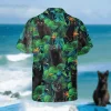 Floral Black Kittens Hawaii Shirt, Beach Apparel, Aloha Shirt For Mens, Womens