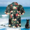 Cute Black Cats Green Hawaiian T-shirt, Summer Clothing, Aloha Shirt For Mens, Womens