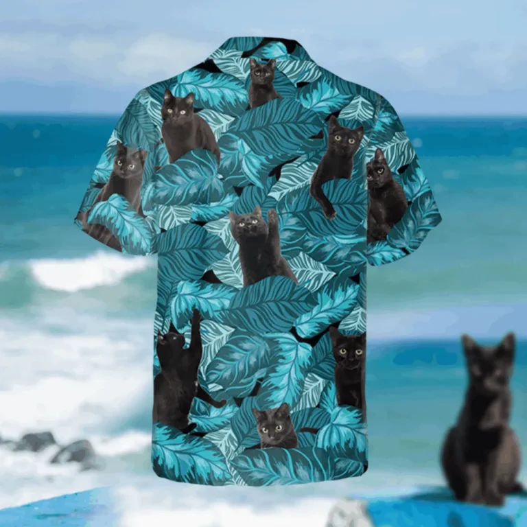 Black Kitty Hawaii T-shirt, Tommy Bahama Hawaiian Shirts, Aloha Shirt For Mens, Womens