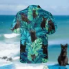 Black Cat Tropical Plants Hawaii Shirt, Kahala Shirts, Aloha Shirt For Mens, Womens