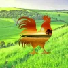 Rooster And Surise On Farm Metal Art, Rooster, Chicken Accent For Barn