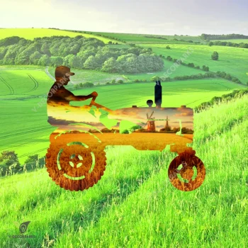 Famer Driving Tractor Metal Art
