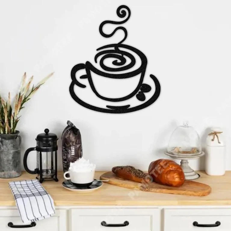 Rustic Coffee Cup Metal Bar Sign, Kitchen Decoration For Coffee Lovers