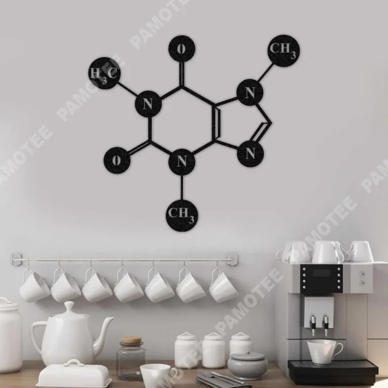 Coffee Caffeine Molecule Chemistry Metal Bar Sign, Metal Art