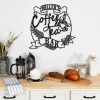 Coffee & Tea Bar Custom Name Wall Art Decor, Cafe Lovers Metal Sign, Black Color