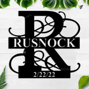 Personalized Monogram Metal Wall Art, Custom Metal Monogram Summer Wreath, Summer Wreaths For Front Door, Front Porch Decor, Front Door Decor