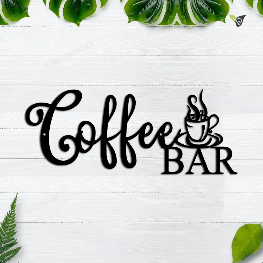 coffee-bar.webp Personalized Coffee Bar Metal Name Sign, Custom Laser Cut Cup Housewarming Gift For Mom, Grandma Coffee Lover Wall Art Decor