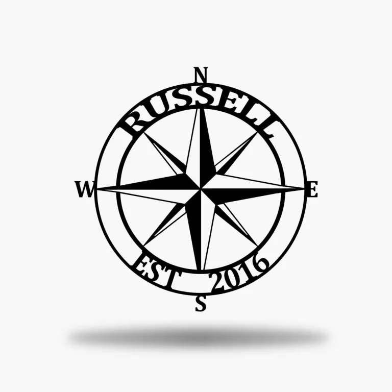 Nautical Compass Monogram, Cut Metal Sign