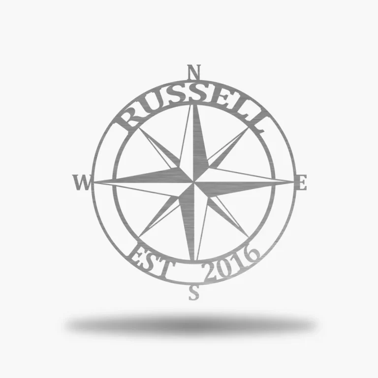 Nautical Compass Monogram, Cut Metal Sign