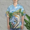 Bicycle Racing Hawaiian Shirt For Men Women, Tropical Cycling Summer Beach Shirts, Mountain Bike Aloha Shirts, Cycling Button Down Short Sleeve Shirts