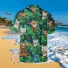 Bengal Cats Sticking Out Tongue Green Hawaii Shirt, Aloha Clothing, Aloha Shirt For Mens, Womens