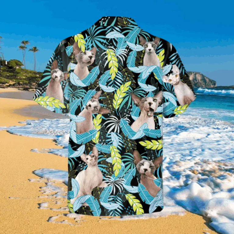 Sphynx Cat Neon Hawaiian Shirt, Aloha T-shirts, Aloha Shirt For Mens, Womens