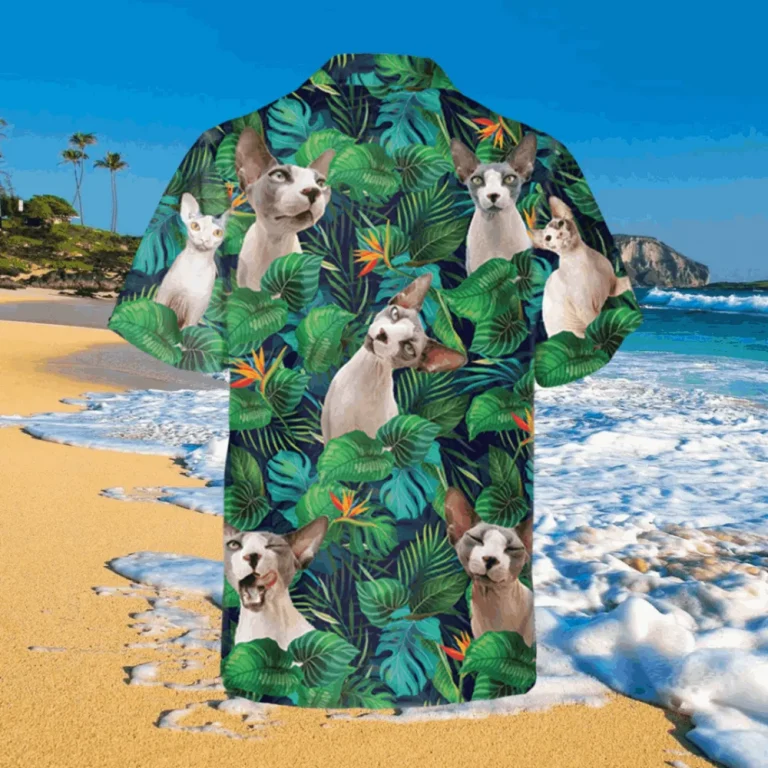 Funny Sphynx Cat Green Hawaiian Shirt, 3d Cats Shirt, Aloha Shirt For Mens, Womens