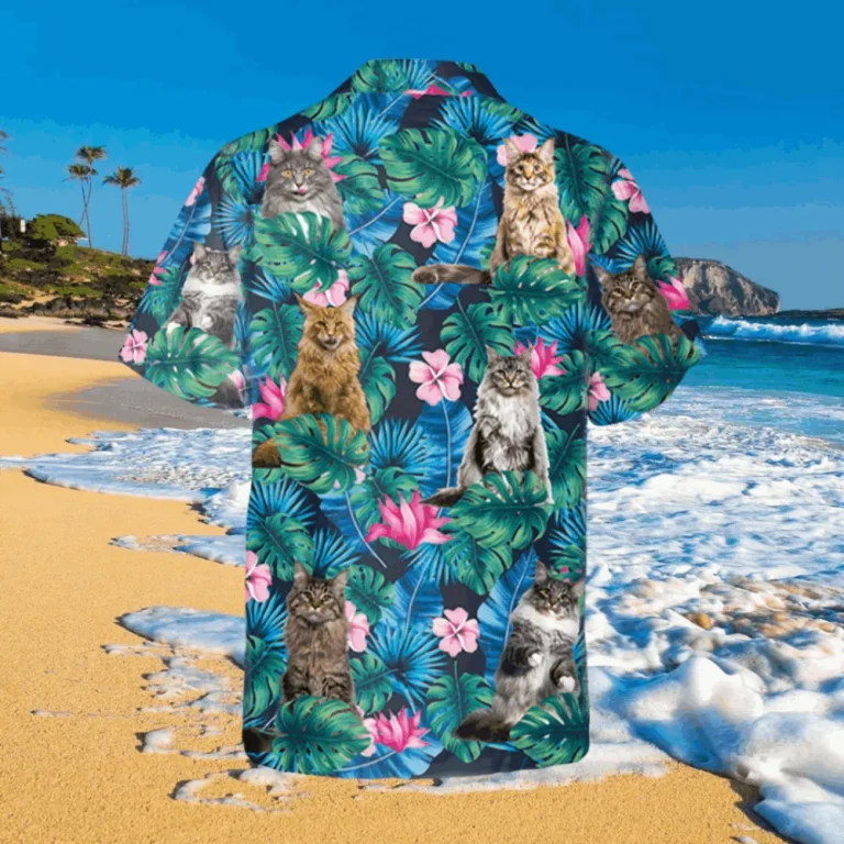 Hibicus Maine Coon Kitten Hawaii T-shirts, Gift For Husband, Aloha Shirt For Mens, Womens