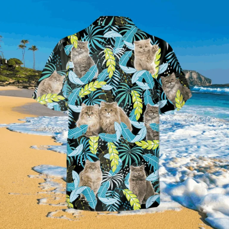 Longhair Kittens Neon Hawaii T-shirt, Cat Mom Gift, Aloha Shirt For Mens, Womens