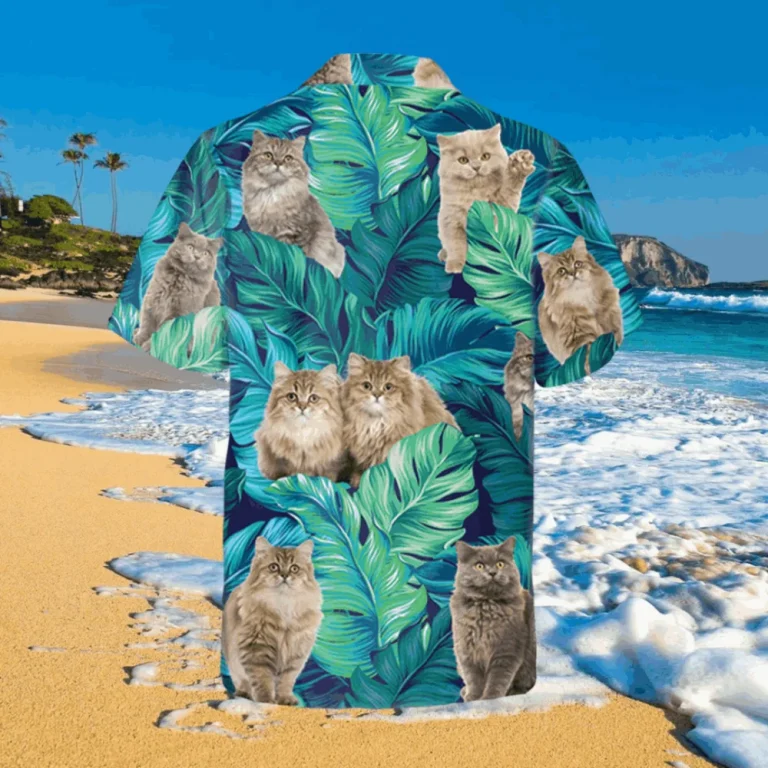 Tropical Leaves Longhaired Cats Hawaiian Shirt, Kalaha T-shirts, Aloha Shirt For Mens, Womens