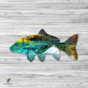 Carp Fish Colored Metal Wall Decor, Carp Fishing Large Decor