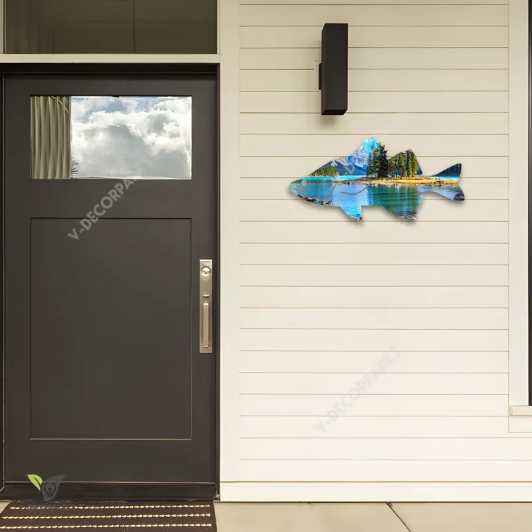 Perch Fishing Print Metal Wall Decoration, Perch Welded Art For Lakehouse