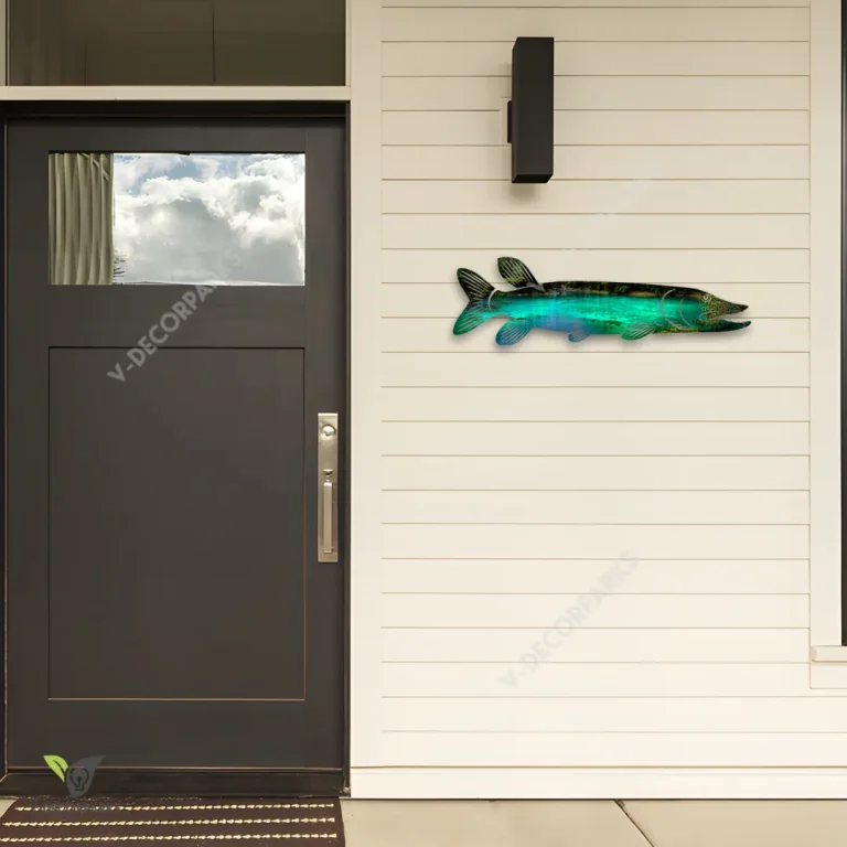 Northern Pike Fish Colorful Metal Art, Northern Pike Iron Accent For Him