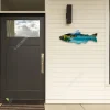 Trout Fish And Nothern Scene Metal Wall Art, Trout Fishing Decorative Artwork For Living Room