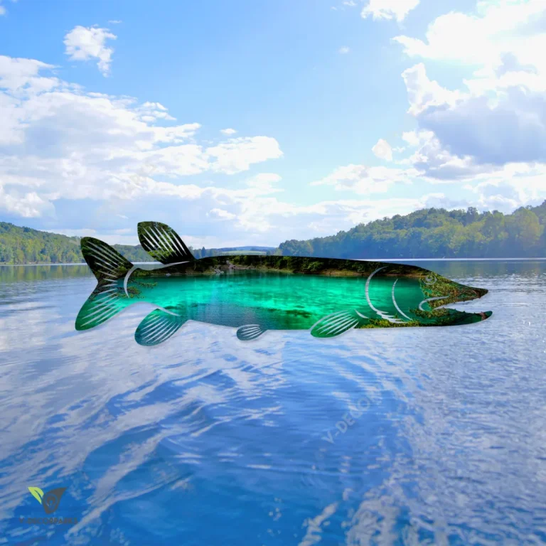 Northern Pike Fish Colorful Metal Art, Northern Pike Iron Accent For Him
