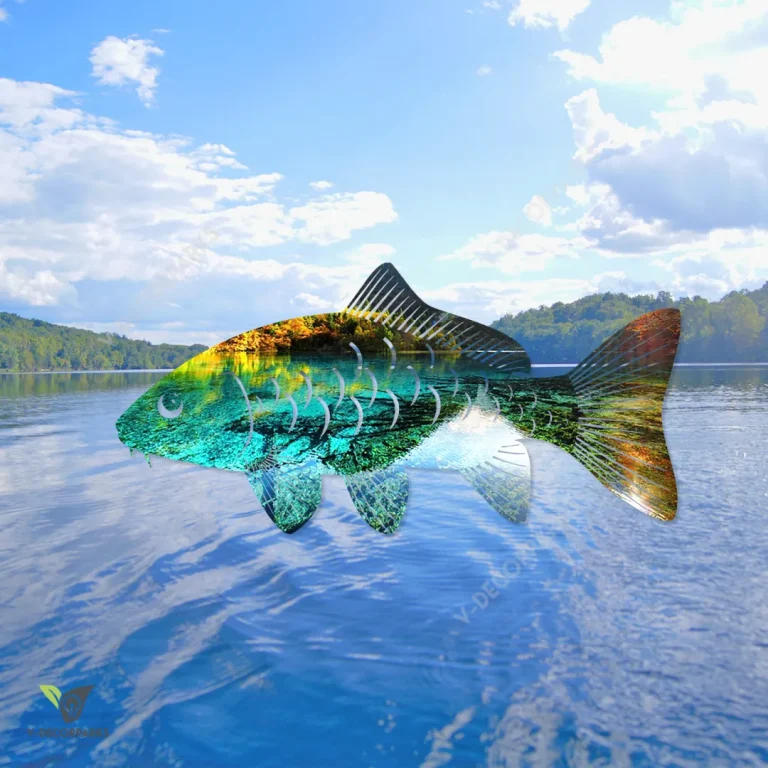 Carp Fish Colored Metal Wall Decor, Carp Fishing Large Decor