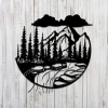 Mountain, Creek Scene Metal Sign Monogram, Camping Lovers Home Decor