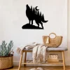 Wolf With Forest On Back Metal Sign, Wolf Stainless Plaque