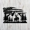 Buck And Doe Deer Metal Wall Art, American Flag Stainless Decor