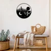 Day And Night Mountain Metal Sign, Round Steel Art