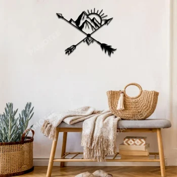 Arrows And Mountain Metal Sign, Arrows And Mountain Native Plaque