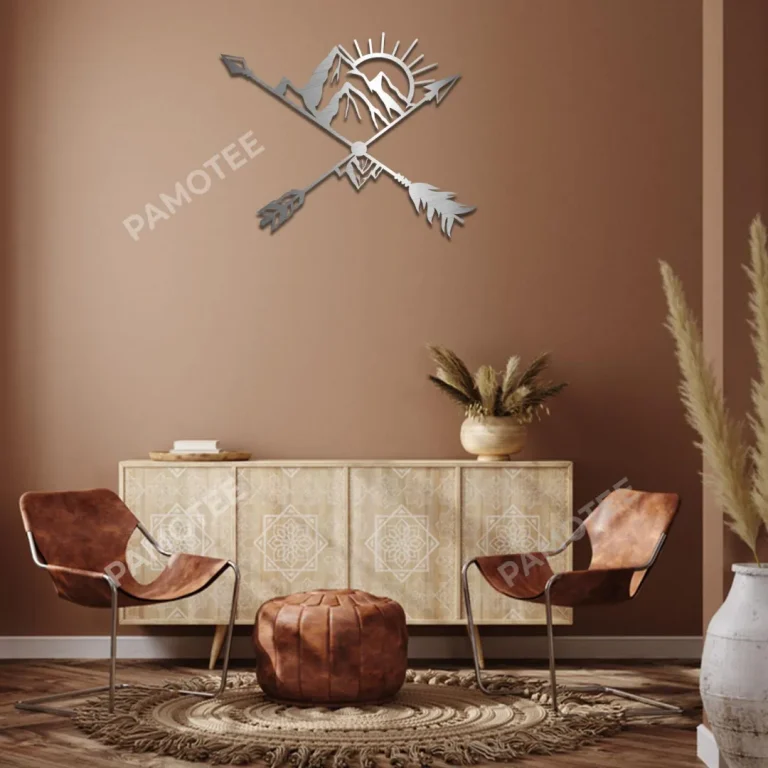 Arrows And Mountain Metal Sign, Arrows And Mountain Native Plaque