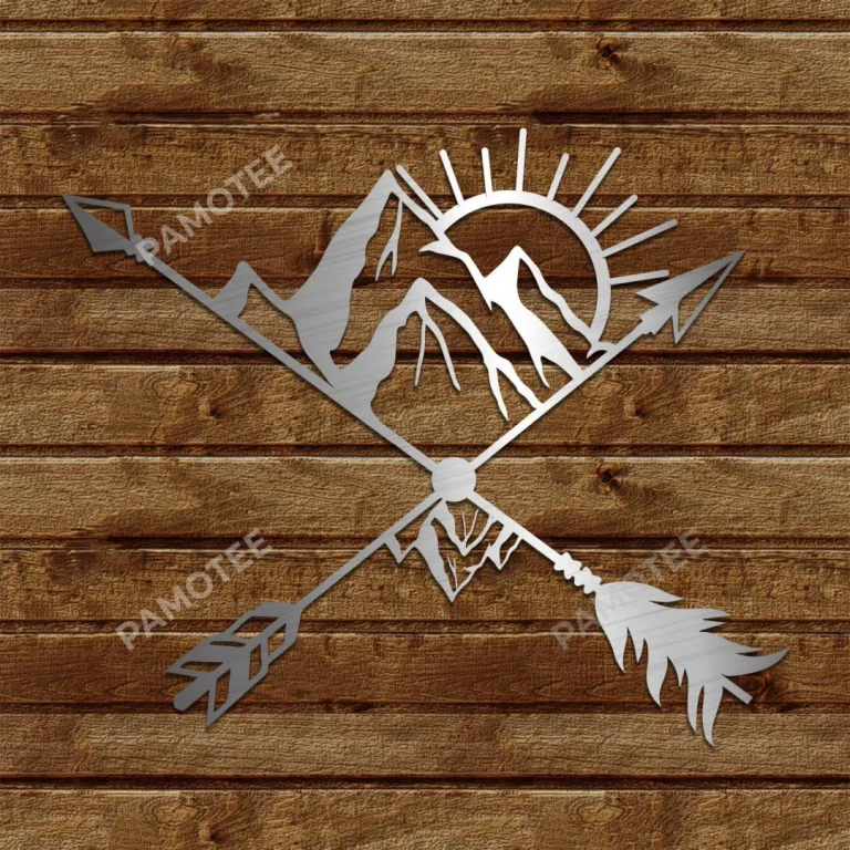 Arrows And Mountain Metal Sign, Arrows And Mountain Native Plaque