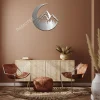Mountain On Moon Metal Sign, Stainless Moon Wall Hanging For Bedroom