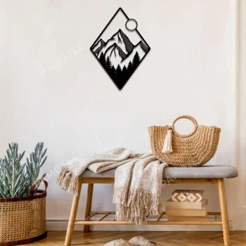 Mountainous Scene And Sun Metal Sign, Capmers Gift