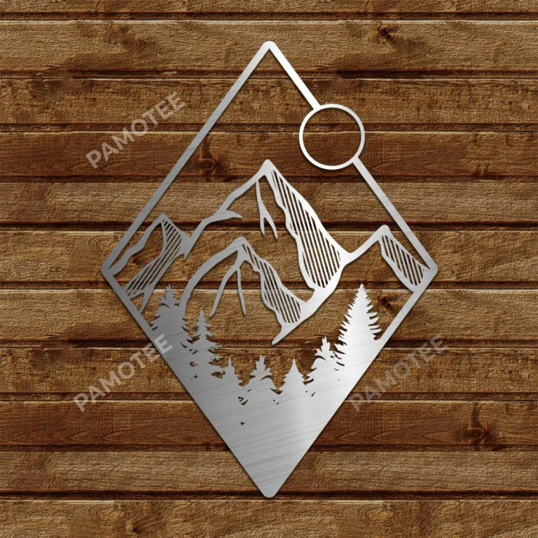 Mountainous Scene And Sun Metal Sign, Capmers Gift
