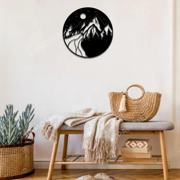 Nature Night Metal Wall Art Design, Round Decor For Mother