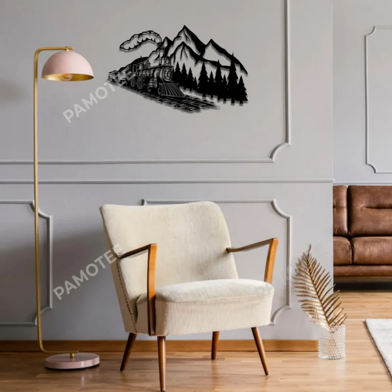 Train On Mountain Metal Sign, Train Express Wall Decor