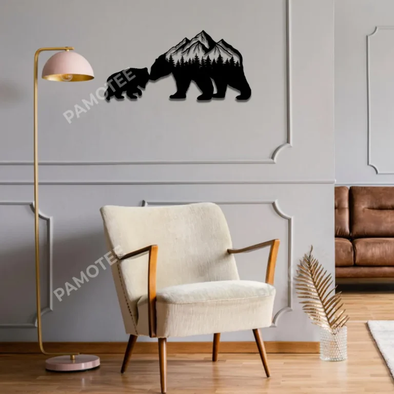 Bear Mom And Bear Baby Metal Sign, Decorative Plaque For House