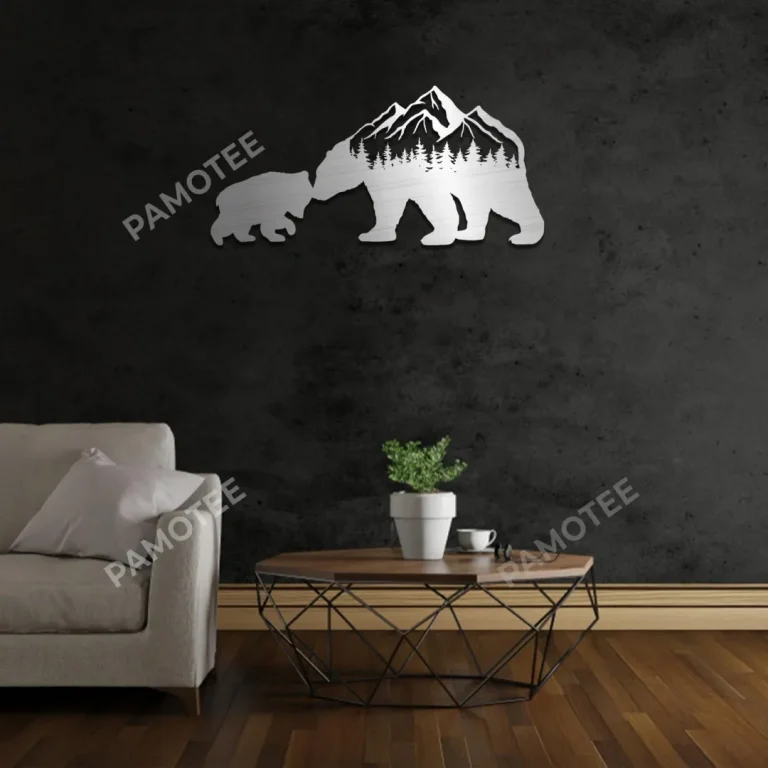 Bear Mom And Bear Baby Metal Sign, Decorative Plaque For House