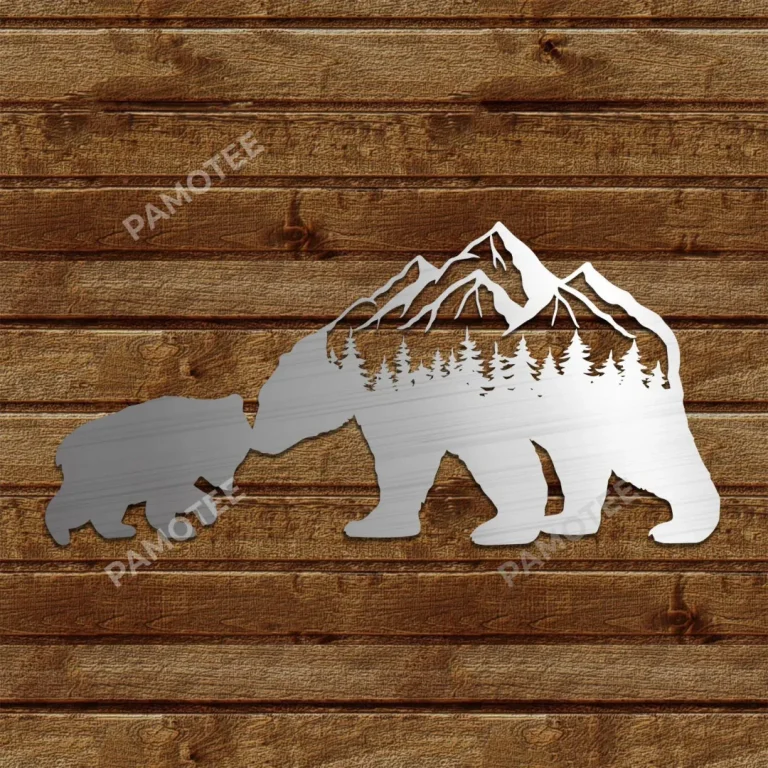 Bear Mom And Bear Baby Metal Sign, Decorative Plaque For House